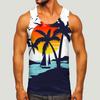 Chaleco de Playa para Hombre con Estampado de Palmera Verano Casual Cuello Redondo Pri