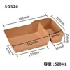 Caja Desechable de Papel Kraft para Llevar Pan Frito con Pulgar Snack Barco Abierto en la Parte Superior Compartimento Doble Caja de Comida para Papas Fritas con Dip
