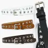 Nuevo cinturón de remaches huecos en forma de estrella, dulce y fresco estilo ins con hebilla de pin de cuero, accesorio versátil para jeans