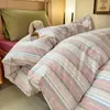 Juego de ropa de cama de tres piezas para dormitorio de estudiante universitario, funda de edredón de algodón lavado, sábana individual, funda de edredón individual para litera, artículos de ropa de cama