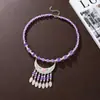 Tocado de Estilo Étnico Retro Borla Luna Creciente Cadena para la Frente Accesorios Exóticos Tibetanos para el Cabello Accesorios de Viaje Vacaciones