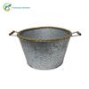 Balde de gelo de ferro galvanizado corda de cânhamo lateral balde de cerveja ferro galvanizado cor primária balde de bebidas balde de gelo redondo de metal portátil