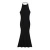 2515-Estilo Europeo y Americano Sexy Sexy Falda de Cadera Cola de Pez sin Espalda para Mujer 2025 Nuevo Vestido Slim Halter