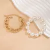 Pulseiras Geométricas Europeias e Americanas para Mulheres Contas Exageradas Contas Redondas Grandes Pérolas de Imitação Moda Transfronteiriça Joias Douradas Yiwu