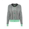 Ropa Zhengqite/Cárdigan de Punto de Espiga de Alta Gama y Elegante para Mujer, Top de Manga Larga con Bloques de Color