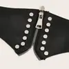 Retro Francés Talla Grande Sello de Cintura Diseño Decorativo para Mujer Vestido Ajustado Cintura Ceñida Cinturón Ancho Elástico para Usar por Encima