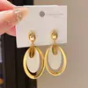 Brincos de Resina Cortada Oval Banhados a Ouro Real 18K com Pino de Prata Brincos de Moda High-End Retro Elegante de Nicho