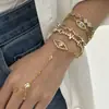 Pulseiras de Dedo Empilhadas em Camadas Estilo Europeu e Americano Ins, Pulseira de Dedo Integrada Colorida da Moda Flor de Zircônia Olho Grego