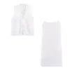 Exportación Transfronteriza Ropa de Mujer 2025 Otoño Estilo Europeo y Americano Top de Punto con Cordones + Traje de Falda a Rayas para Mujer E74947F