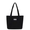 Bolso de Pana de Moda y Sencillo, Nuevo Estilo Transfronterizo, Gran Capacidad, Bolso de Hombro de Estilo Artístico, Bolso Tote de Color Sólido para Viajes Diarios para Mujer
