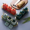Potes e Caixas de Cerâmica para Temperos Nordic Light Luxury Selecionados Cuidadosamente, Recipientes de Temperos Domésticos, Potes de Sal, Conjunto de Utensílios de Cozinha