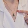 Nuevo Collar de Trébol de Cuatro Hojas que No se Desvanece Versión Alta para Clavícula Vanjia de Doble Cara Moda para Mujer Perla para Ir al Trabajo Versátil