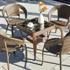 Juego de mesa y sillas pequeñas para balcón con sillas de ratán, juego combinado de tres piezas, mesa y sillas de té para ocio al aire libre, silla impermeable para patio exterior con respaldo