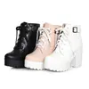 Comercio exterior zapatos de mujer talla grande botines 40414243 tacón grueso tipo muffin botines de cordones estilo Martin botines de mujer Zapatos AliExpress generación de envío