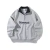 Ropa de Otoño e Invierno Bloques de Color de Gama Alta Estilo Retro Americano Cuello Solapa Media Cremallera Falso Dos Piezas Camisa Polo Superior Sudadera Chaqueta para Hombre Hombre