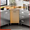 Armário de Cozinha Integrado de Aço Inoxidável 304 para Uso Doméstico, Armazenamento Simples Rústico para Apartamento Pequeno e Armário de Louças
