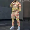 Conjunto de moletom com capuz 3D masculino de caimento solto para outono e inverno, estampa de Natal, conjunto esportivo de duas peças, estilo moderno de exportação transfronteiriça