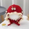Touca de tricô para bebê com tiras, versão coreana para outono e inverno, doce e fofa, gorro quente para atividades ao ar livre para bebês