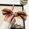 Moda Europea y Americana Marca de Nicho de Tendencia Gafas de Sol Retro Gafas de Sol Sin Marco de Forma Romboide Estilo Literario Transfronterizo Gafas de Sol con Protección Solar