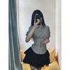 Falda Corta Blanca con Mangas Abullonadas Estilo JK para Mujer Verano Estilo Preppy Sexy Adelgazante Cintura Nuevo Top de Manga Corta