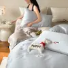 Frescor de Verão Ins Fofo Conjunto de Quatro Peças 60 Fios Tencel Lenzing Azul Claro Seda de Gelo Bordado Lençóis Frescos e Lençóis com Elástico