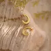 Brincos de Tarraxa Sólidos Martelados Geométricos Irregulares de Aço Inoxidável, Simples e Versáteis, Banhados a Ouro 18K, Transfronteiriços