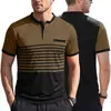 Camisa Polo Masculina de Verão com Estampa Listrada Color Block, Gola Redonda, Manga Curta, Casual de Negócios Europeu e Americano, Roupas Masculinas Transfronteiriças da Amazon