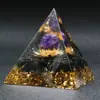 Pirámides de Bola de Cristal Natural de 6 cm Adornos Pirámide de Grava Envueltos en Resina Loto Pequeños Adornos En Caja