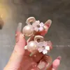 Pinza para el pelo pequeña de flor rosa, dulce y elegante, Pinza de perla de moda para flequillo, Nuevo accesorio para el pelo lateral para mujer