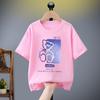 Camiseta de algodón de manga corta para niños y niñas, cuello redondo, informal, estilo nacional, para verano