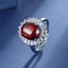Corindón Transfronterizo Europeo y Americano Anillo de Lujo Ligero Joyería Zircón Gema Color Tesoro Rojo Sangre de Paloma Anillo Venta al por Mayor