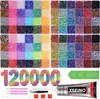 Caja de 24 compartimentos moderna y popular de diamantes de resina jelly de color AB con base plana, empaquetada para arte de uñas DIY, accesorios pequeños, venta al por mayor