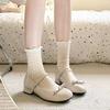 Sapatilhas Ankora Vermelhas com Laço para Mulheres 2025 Verão Novo Estilo Sapatos Mary Jane Tendência Francesa Salto Grosso Aumentador Sapatos de Couro Pequenos