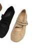 Zapatos Mary Jane de Gamuza Estilo Bosque Retro Estilo Literario con Correas de Hebilla de una Sola Línea, Boca Baja, Punta Redonda, Planos Zapatos de Ballet para Mujer