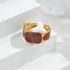 Conjunto de Anéis Esmaltados Vermelhos Estilo Retrô Europeu e Americano com Design Único, Anel Aberto Ajustável, Joias Transfronteiriças