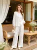 Camisa de Ramio Bordada Pesada Estilo Francés Nanyou para Mujer Verano 2026 Nueva Holgada Cuello Redondo Mangas de Linterna Transpirable Blanca