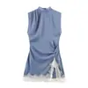 ZA Europa Transfronteiriça Comércio Exterior Roupas Femininas AliExpress Venda Quente Vestido Curto Moderno Tendência Patchwork Sem Mangas