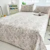 Lençol Estampado Fresco e Simples Peça Única para Dormitório Estudantil de Verão, Conjunto de Três Peças de Lençol e Fronha de Algodão Lavado Escovado para Cama de Solteiro/Casal