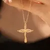 Nuevo collar europeo y americano chapado en oro transfronterizo para mujer, popular colgante de cruz, estilo hip-hop, cadena versátil para la clavícula, venta al por mayor