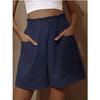 2024 Amazon novos shorts femininos europeus e americanos de algodão e linho com botões de flores, cintura alta, moda plus size, pernas largas, shorts casuais