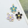 Accesorios de joyería de bricolaje, estilo coreano, flor de goteo de aceite, aleación, pequeño colgante, pulsera, accesorios colgantes, doble colgante, fábrica al por mayor