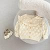 Suéter para Niñas Colección Otoño 2026 Cárdigan Tejido a Mano para Bebés y Niños Pequeños con Diseño Hueco para Bebés Cardigan de Manga Larga