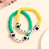 Moda Deportiva Transfronteriza Europea y Americana Más Vendida Balón de Arcilla Suave Cuentas Conjunto de Pulseras con Letras de Fútbol Fresco y Energético