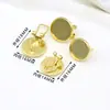 Brincos de Pino em Ouro 18K Real, Presilhas de Orelha, Brincos de Bandeja, Broches, Suportes Redondos de Disco para Pérolas, Acessórios para Joias DIY Feitos à Mão A70
