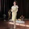 Vestido de Noite, High-End, Lindo e Elegante para Anfitriã, Ombro Único, Cauda de Peixe, Lantejoulas, Vestido para Festa de Aniversário, Saia de Comprimento Médio