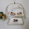 Estante de Exhibición de Adornos para Mesa de Postres Bandeja de Mesa para Postres y Pasteles Estante de Pastel de Cerámica y Hierro Estante para Té de la Tarde Dim Sum