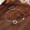 Pulsera de Plata Esterlina S925 Estilo Étnico Marea Nacional Moneda de Cobre Hebilla de Seguridad Calcedonia Blanca Nicho Moda Versátil Lucible Estilo Veraniego