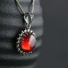 Joias de Prata Nafoge Atacado Artesanal Zircônio Vermelho Granate Pingente de Prata 925 Sterling Pingente Vintage Tailandês para Mulheres