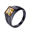 Anillo de titanio de moda simple con gema cuadrada para hombre en stock suministro anillo de acero inoxidable al por mayor