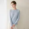 Suéter 100% Caxemira Pura para Mulheres, Tricô Gola Redonda, Pronto para Vestir, Suéter Base de Tricô, Quente, Macio, Caimento Solto, Camada Interna